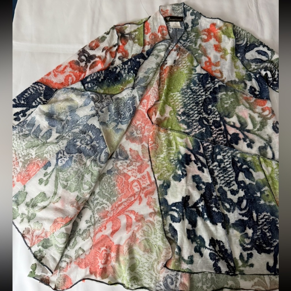 Creation Patterned Multi-Color Open Front Sheer C… - image 6